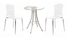 ชุดโต๊ะบาร์กระจก Ieffel+เก้าอี้ PP สีขาว รุ่น Eve