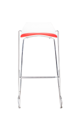 เก้าอี้สตูลบาร์ สีขาว เบาะผ้าสีแดง รุ่น Chevie