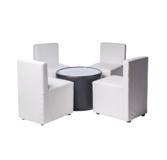 ชุดโต๊ะกลางกลม Top กระจก + เก้าอี้สตูลพนักพิง